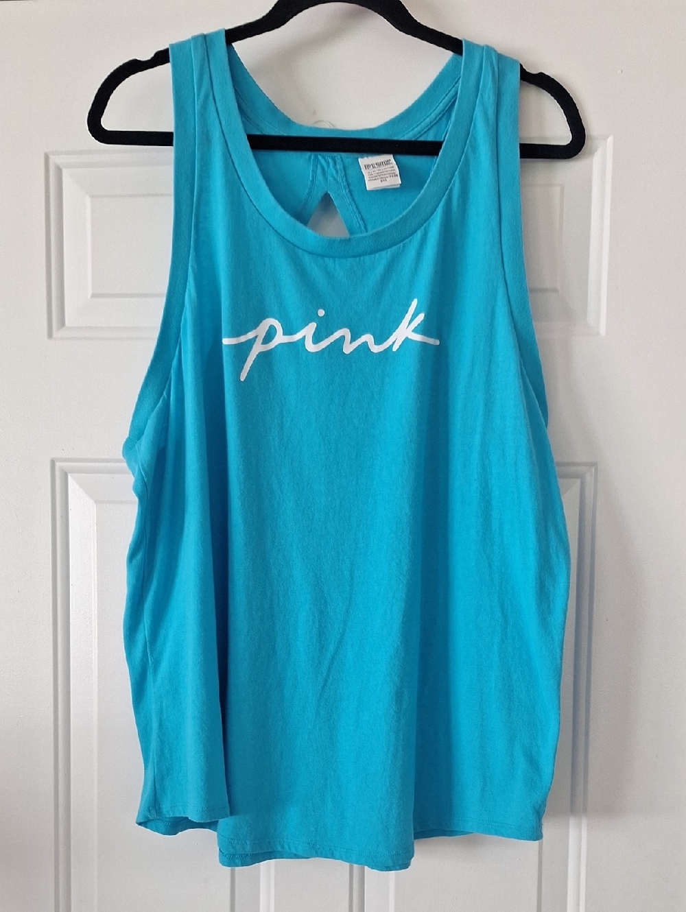 PINK Victoria's Secret Turquoise Script Logo Tank